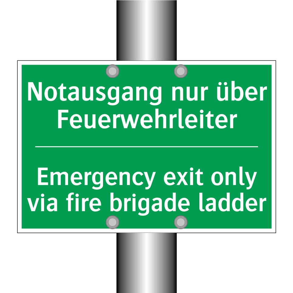 Notausgang nur über Feuerwehrleiter /.../ - Emergency exit only via fire brigade /.../