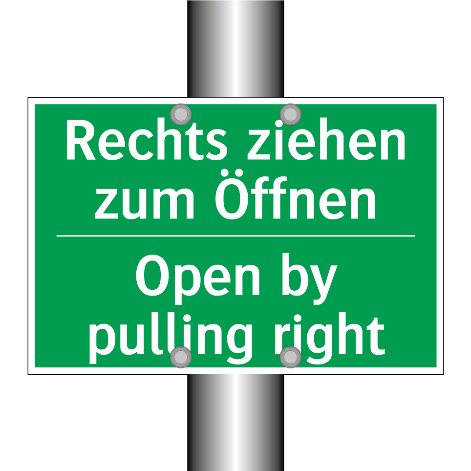 Rechts ziehen zum Öffnen - Open by pulling right