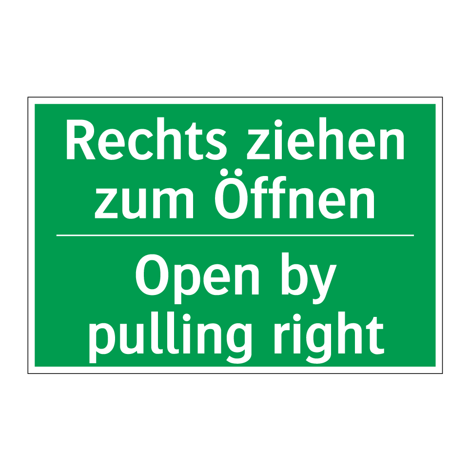 Rechts ziehen zum Öffnen - Open by pulling right