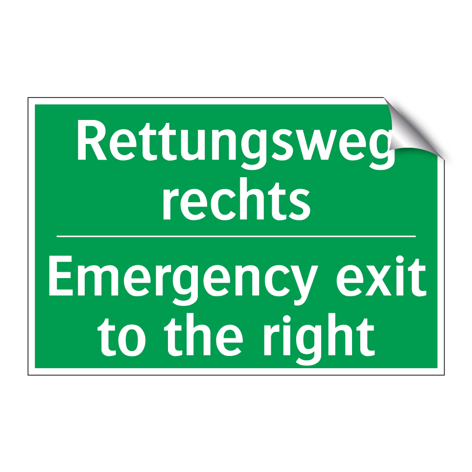 Rettungsweg rechts - Emergency exit to the right