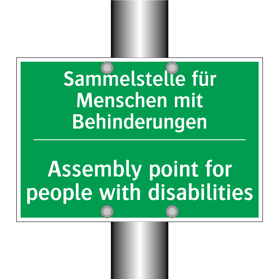 Sammelstelle für Menschen mit /.../ - Assembly point for people with /.../