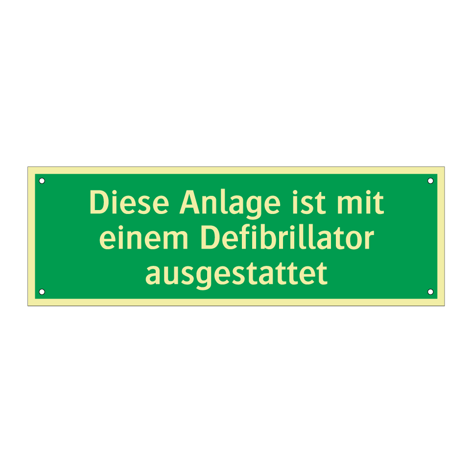Diese Anlage ist mit einem Defibrillator ausgestattet