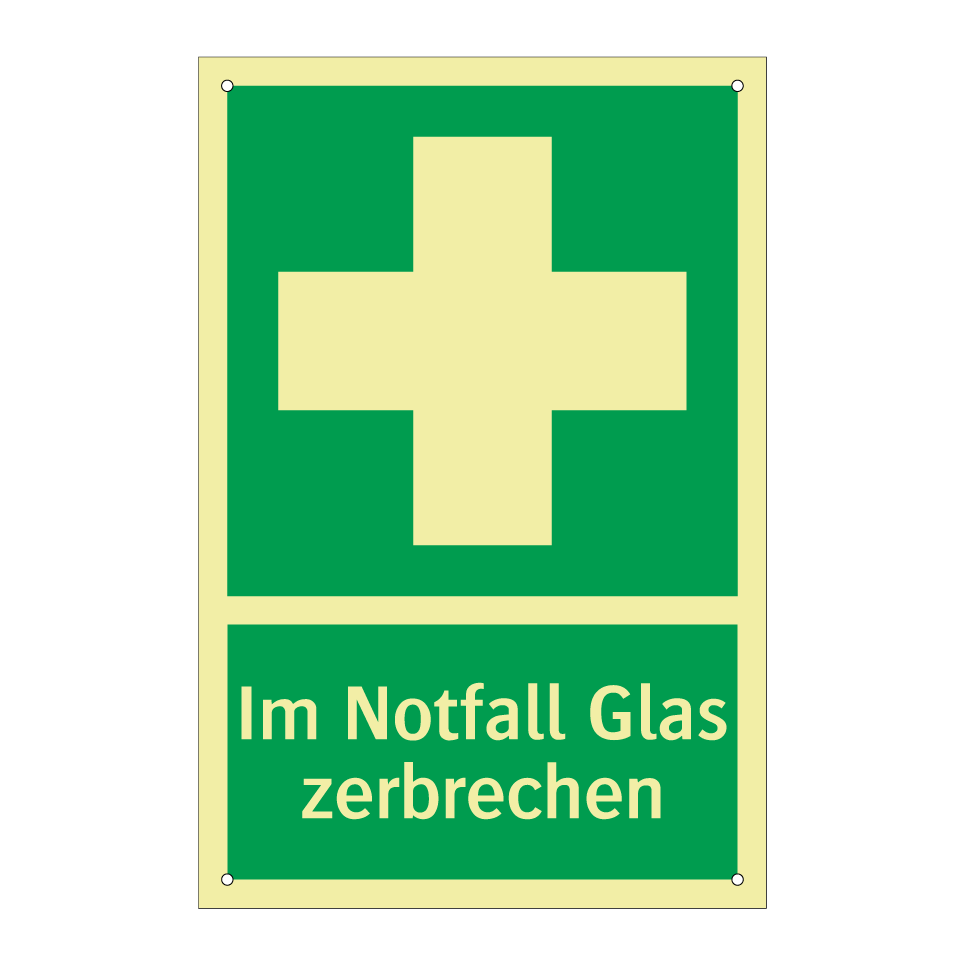 Im Notfall Glas zerbrechen