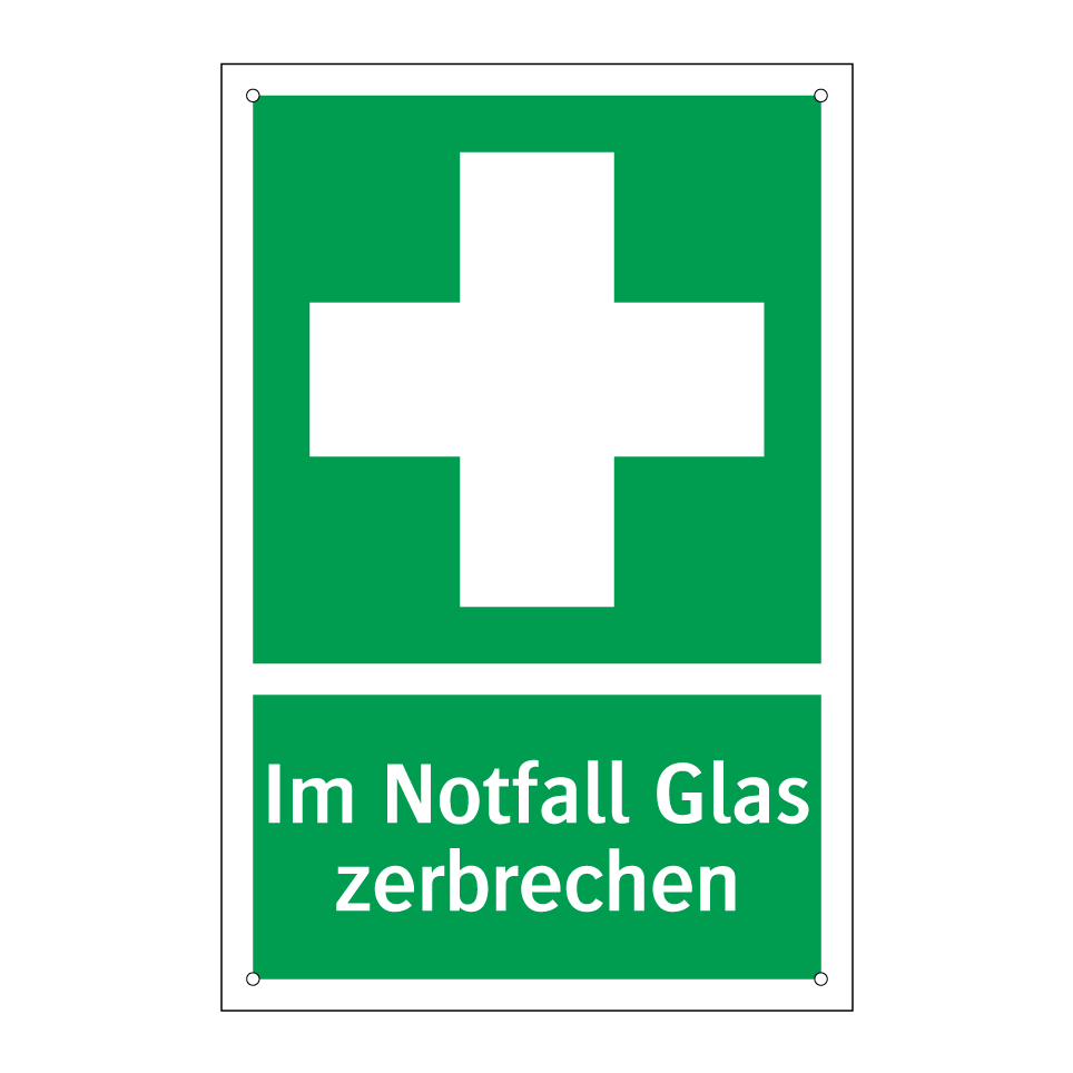 Im Notfall Glas zerbrechen