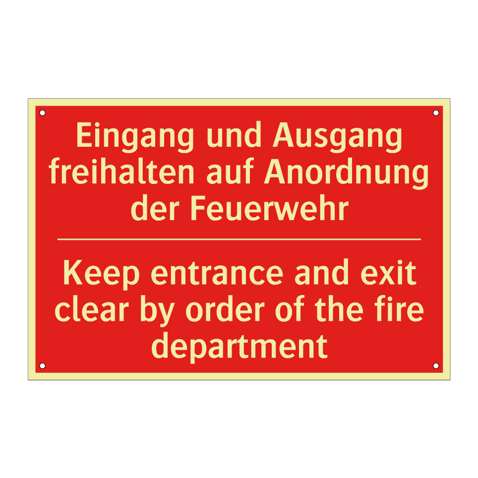 Eingang und Ausgang freihalten /.../ - Keep entrance and exit clear by /.../