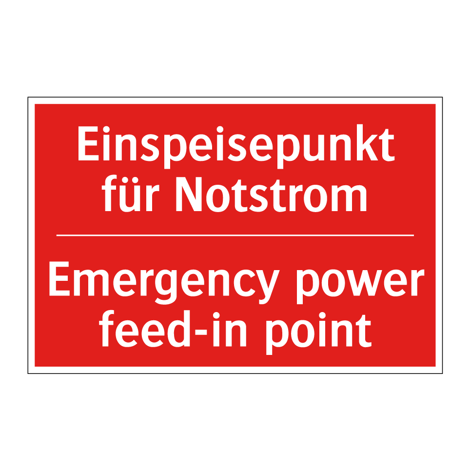 Einspeisepunkt für Notstrom - Emergency power feed-in point
