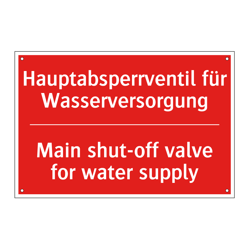 Hauptabsperrventil für Wasserversorgung/.../ - Main shut-off valve for water /.../