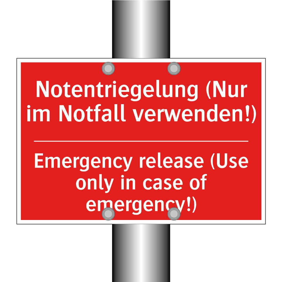 Notentriegelung (Nur im Notfall /.../ - Emergency release (Use only in /.../