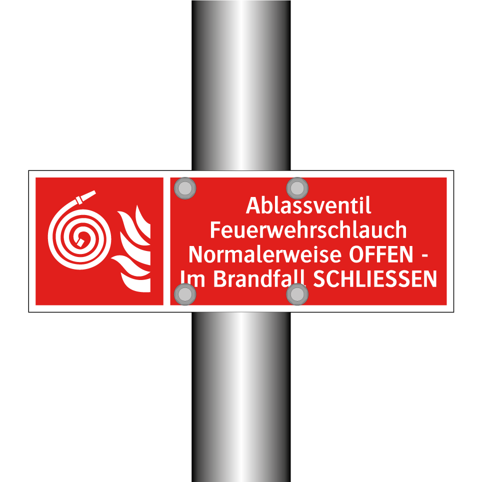 Ablassventil Feuerwehrschlauch Normalerweise OFFEN - Im Brandfall SCHLIESSEN