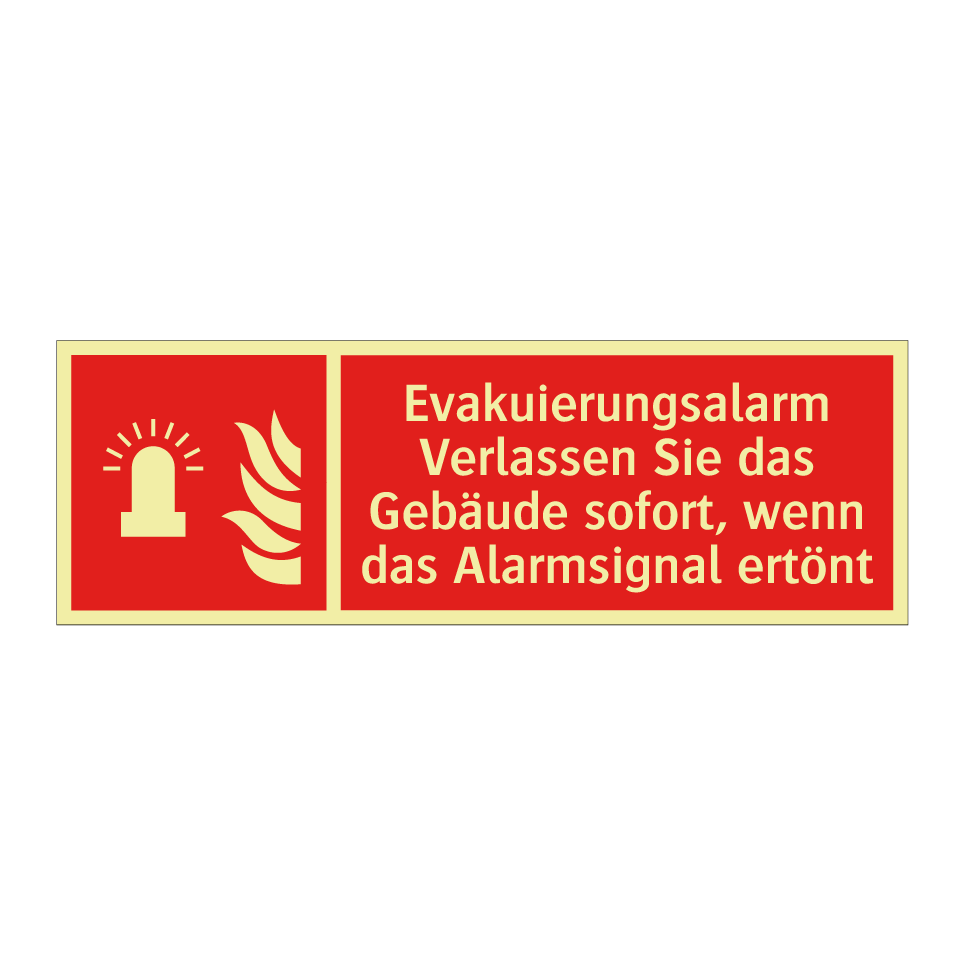 Evakuierungsalarm Verlassen Sie das Gebäude sofort, wenn das Alarmsignal ertönt