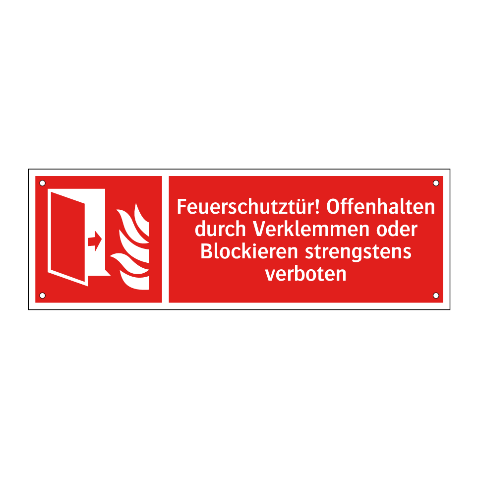 Feuerschutztür! Offenhalten durch Verklemmen oder Blockieren strengstens verboten
