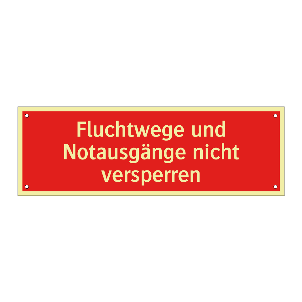 Fluchtwege und Notausgänge nicht versperren