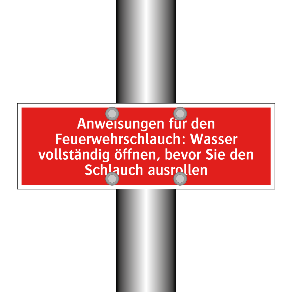 Anweisungen für den Feuerwehrschlauch: Wasser vollständig öffnen, bevor Sie den Schlauch ausrollen