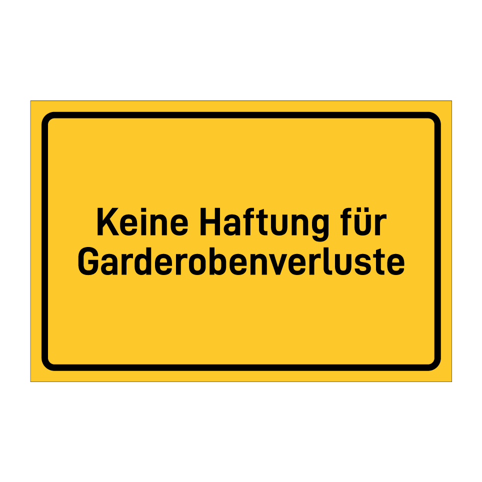 Keine Haftung für Garderobenverluste