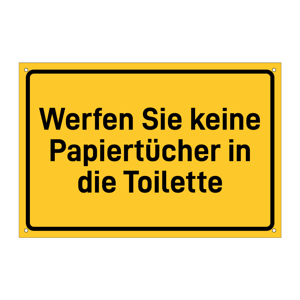 Werfen Sie keine Papiertücher in die Toilette
