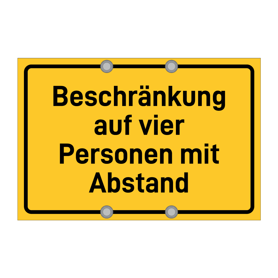 Beschränkung auf vier Personen mit Abstand