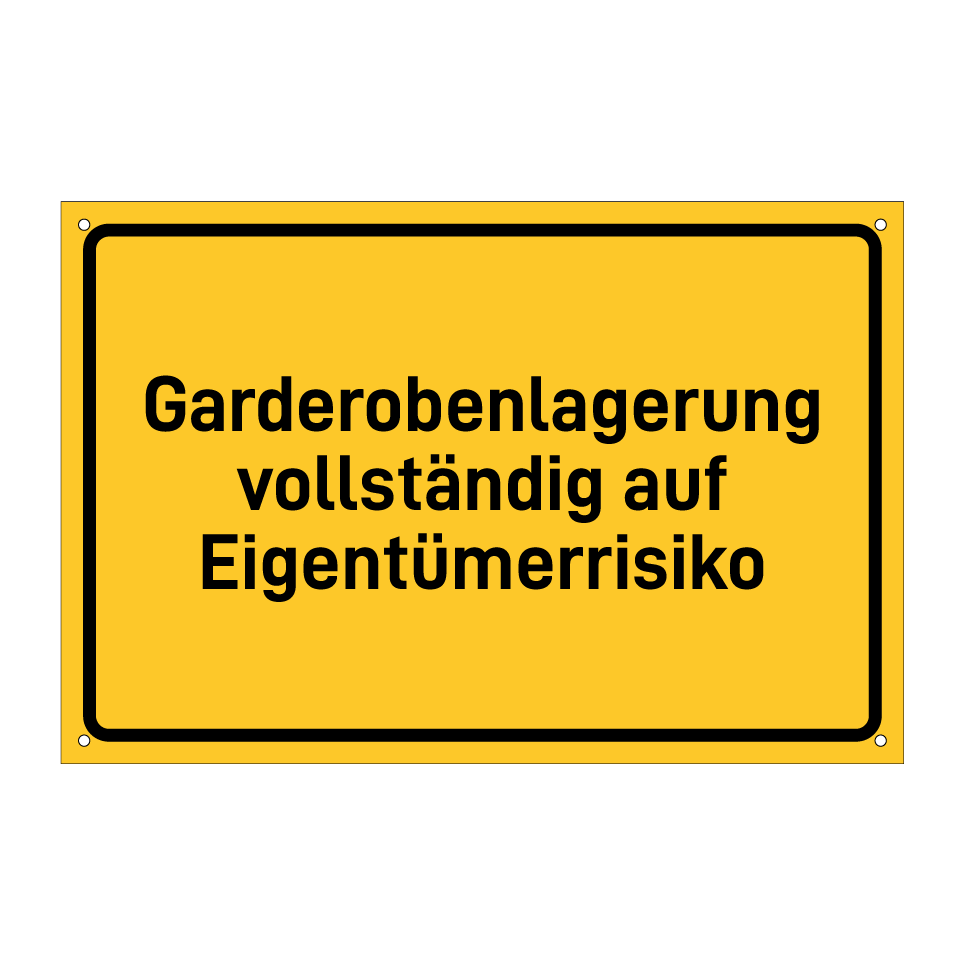 Garderobenlagerung vollständig auf Eigentümerrisiko
