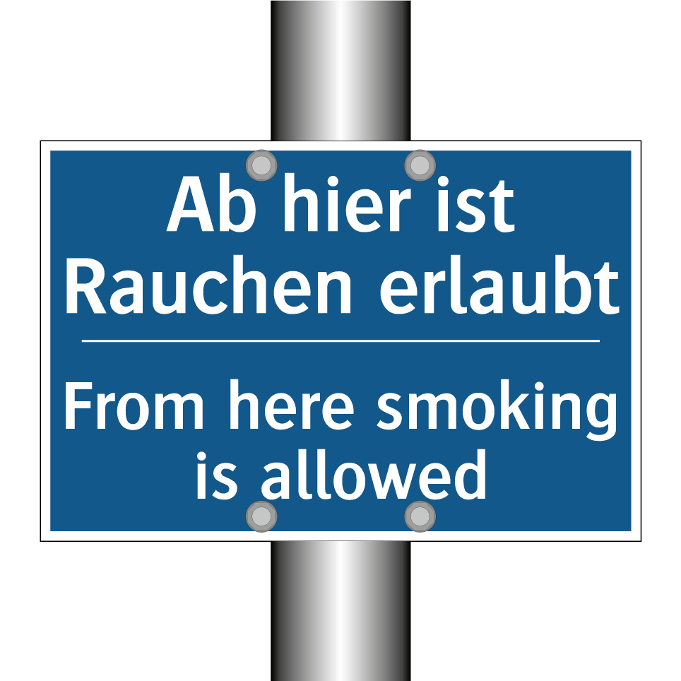 Ab hier ist Rauchen erlaubt - From here smoking is allowed