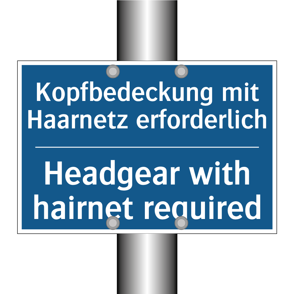 Kopfbedeckung mit Haarnetz erforderlich/.../ - Headgear with hairnet required