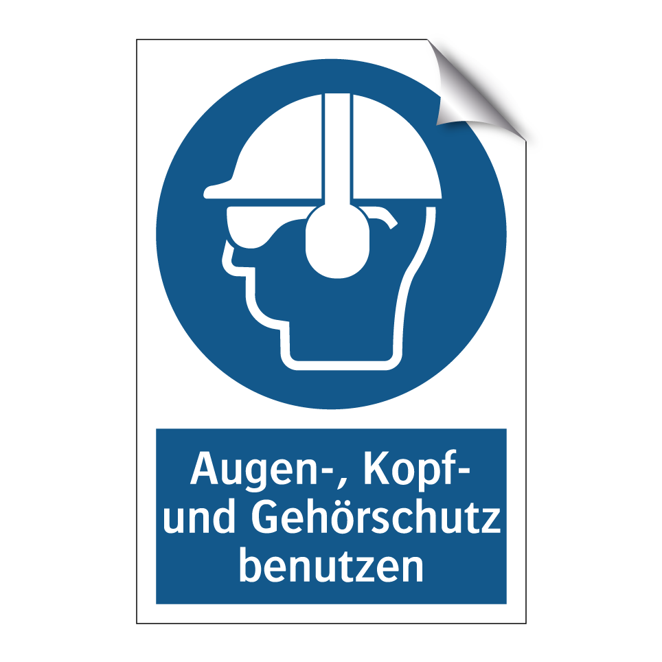 Augen-, Kopf- und Gehörschutz benutzen
