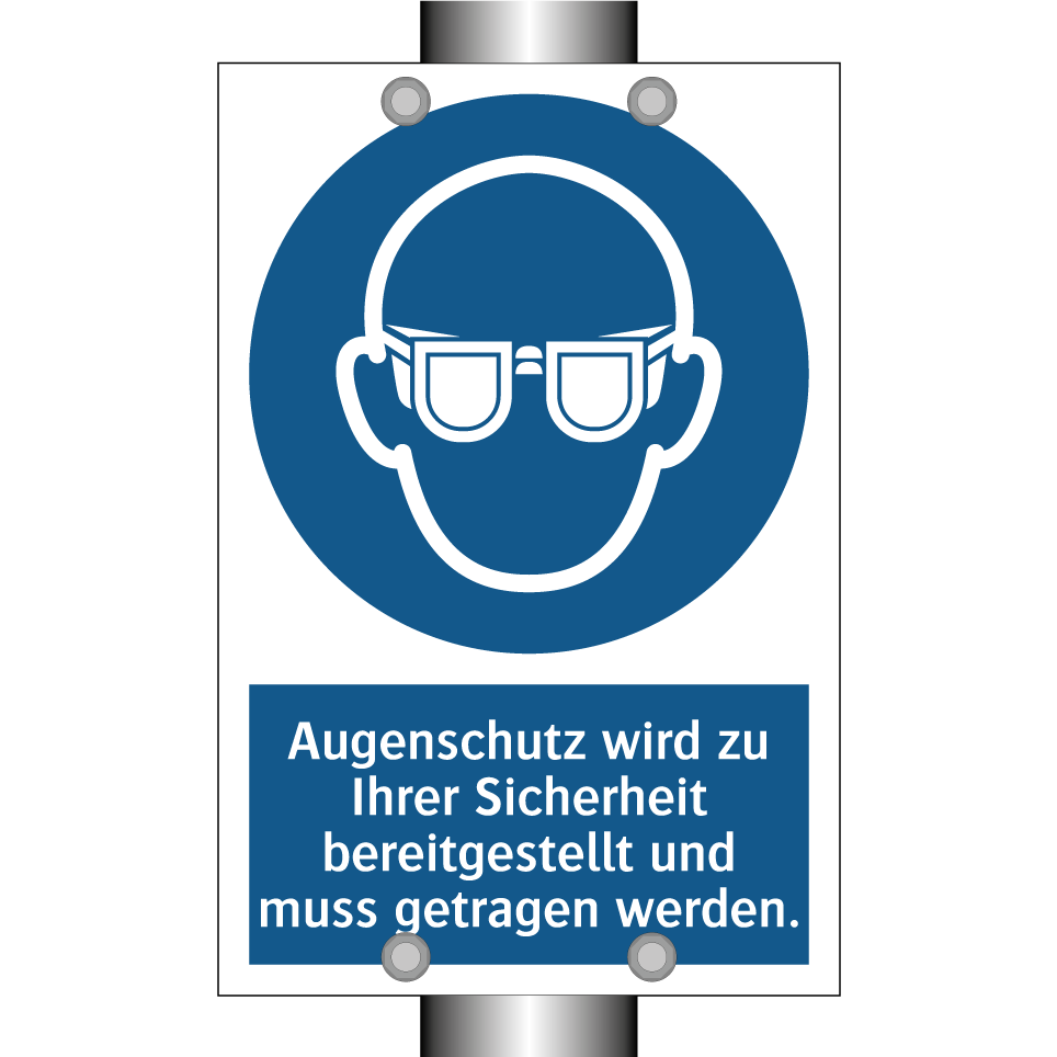 Augenschutz wird zu Ihrer Sicherheit bereitgestellt und muss getragen werden.