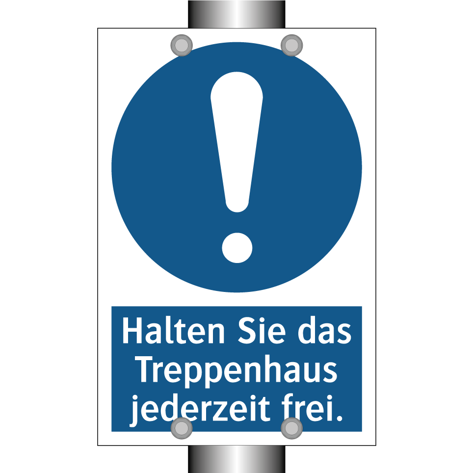 Halten Sie das Treppenhaus jederzeit frei.