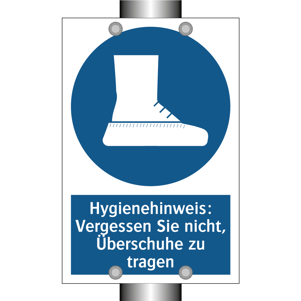Hygienehinweis: Vergessen Sie nicht, Überschuhe zu tragen