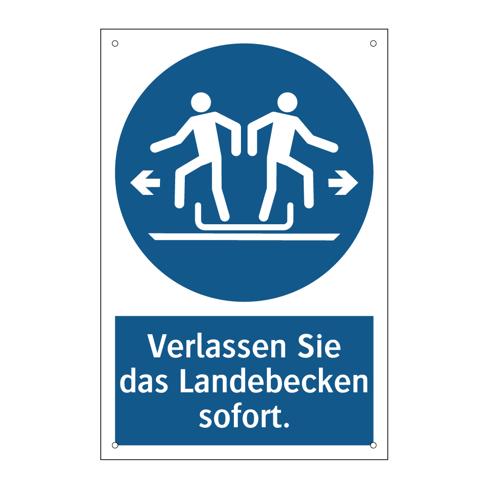Verlassen Sie das Landebecken sofort.
