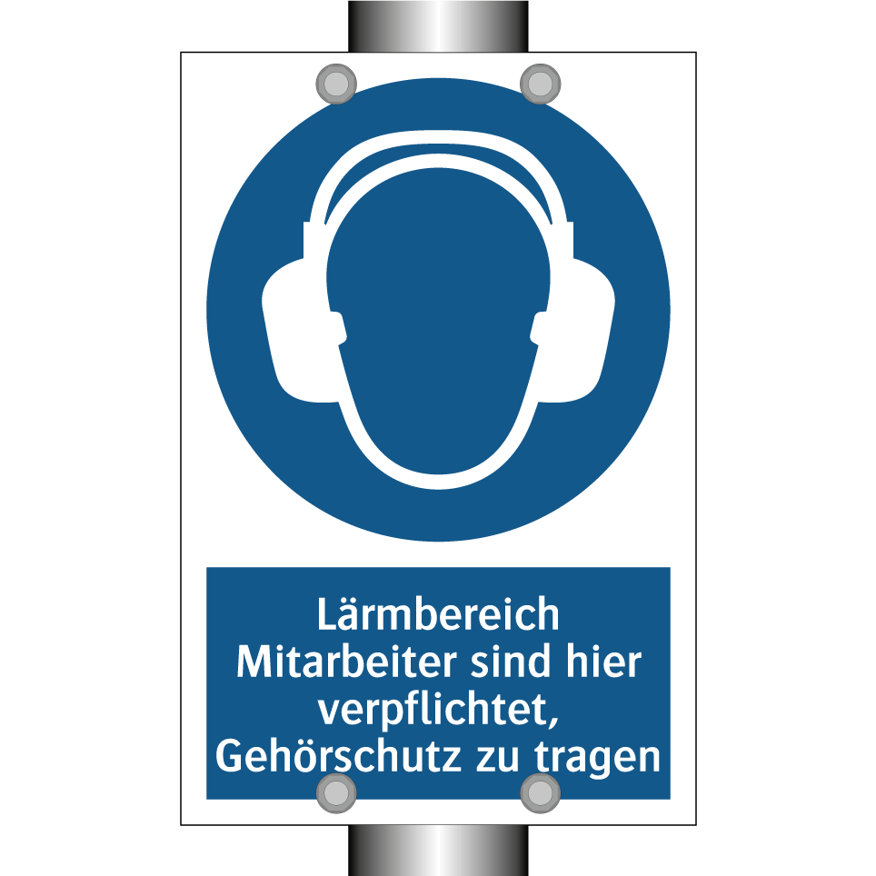 Lärmbereich Mitarbeiter sind hier verpflichtet, Gehörschutz zu tragen
