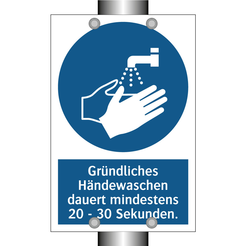 Gründliches Händewaschen dauert mindestens 20 - 30 Sekunden.