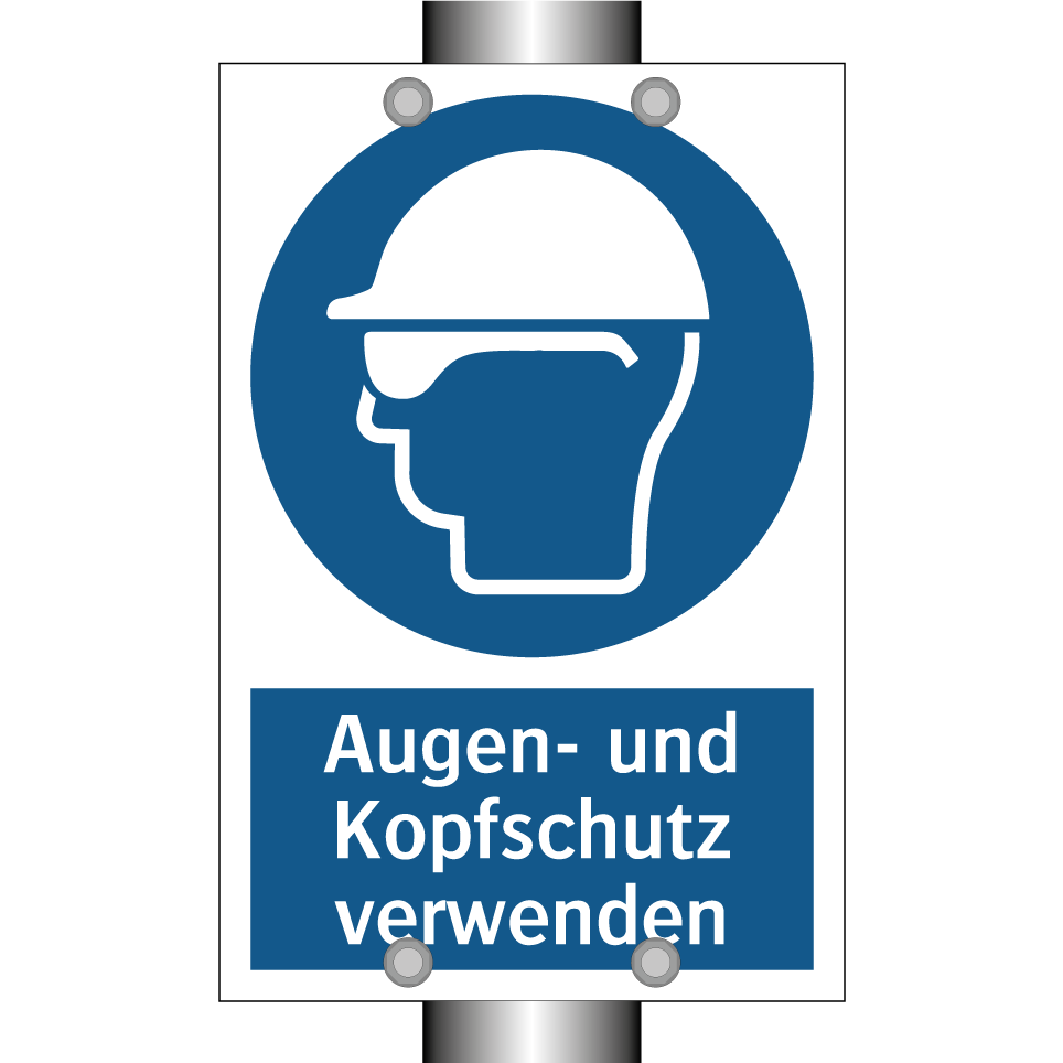 Augen- und Kopfschutz verwenden