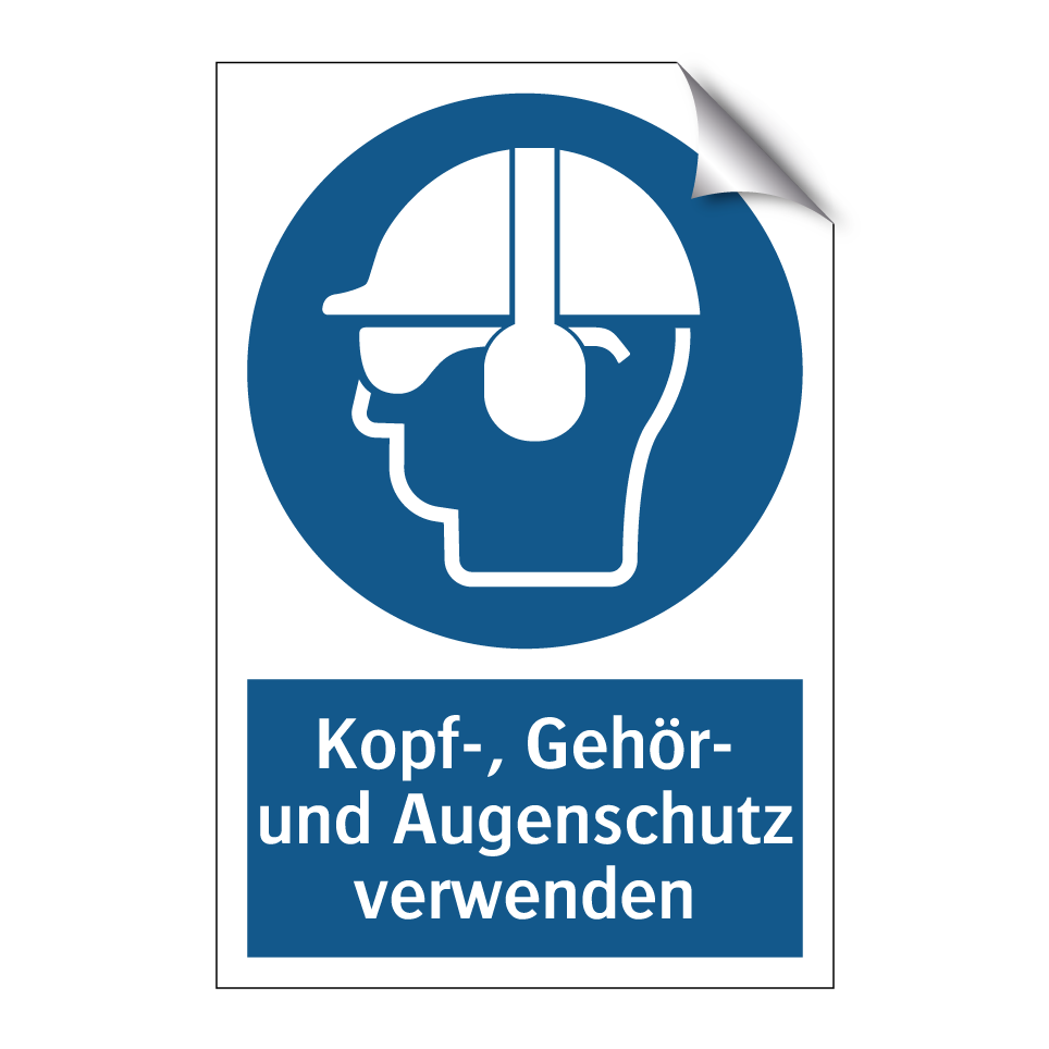 Kopf-, Gehör- und Augenschutz verwenden