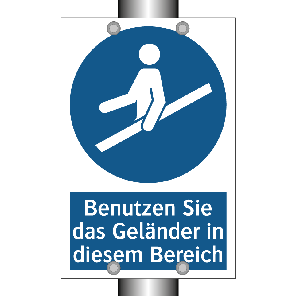 Benutzen Sie das Geländer in diesem Bereich