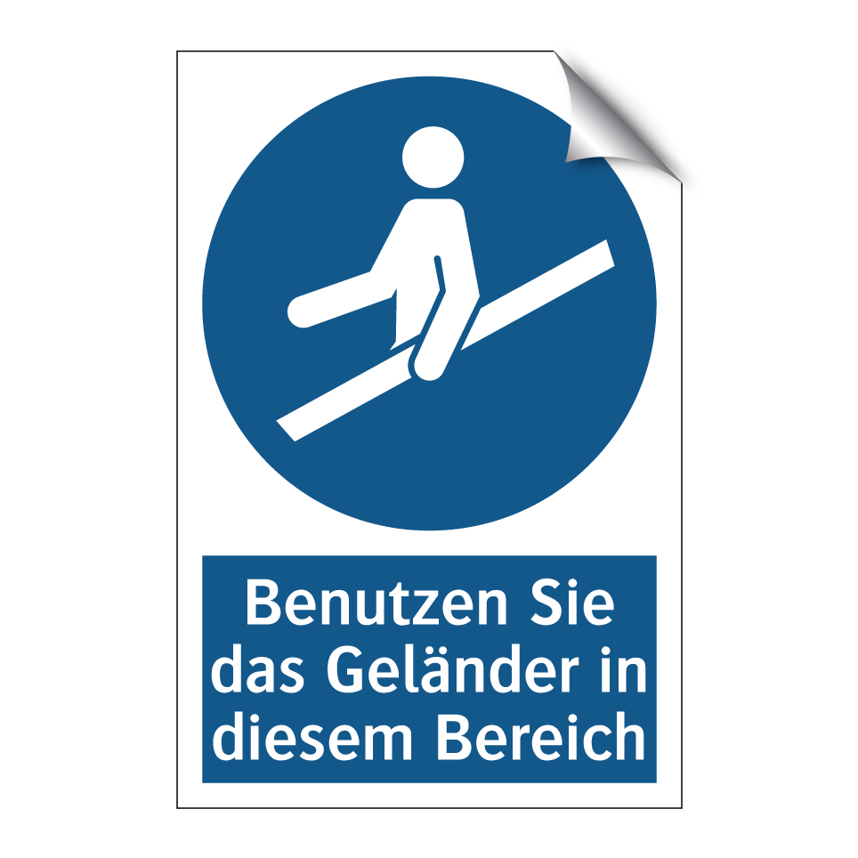 Benutzen Sie das Geländer in diesem Bereich