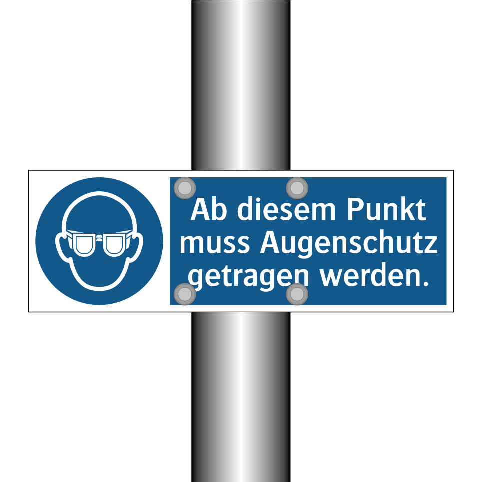 Ab diesem Punkt muss Augenschutz getragen werden.