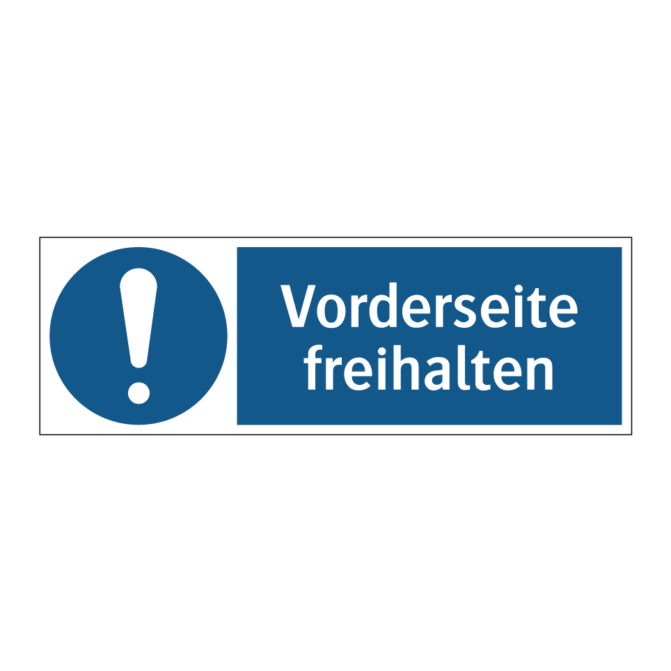 Vorderseite freihalten