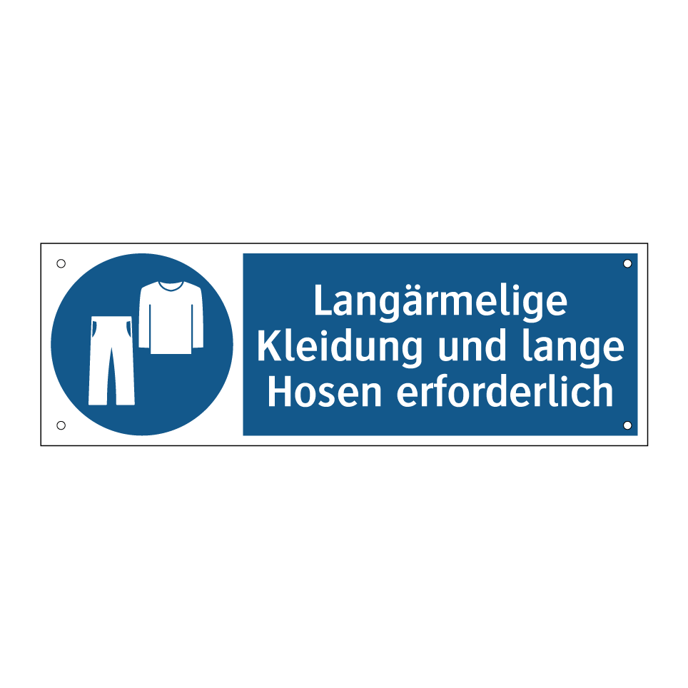 Langärmelige Kleidung und lange Hosen erforderlich