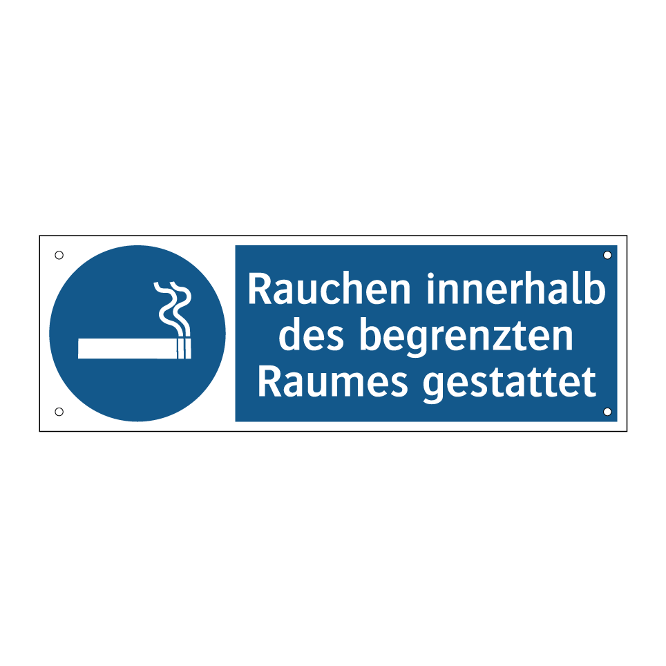 Rauchen innerhalb des begrenzten Raumes gestattet