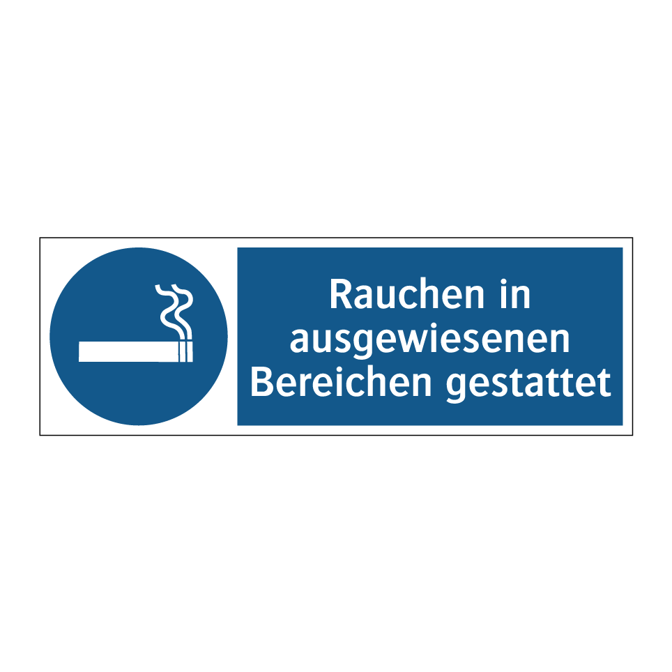 Rauchen in ausgewiesenen Bereichen gestattet