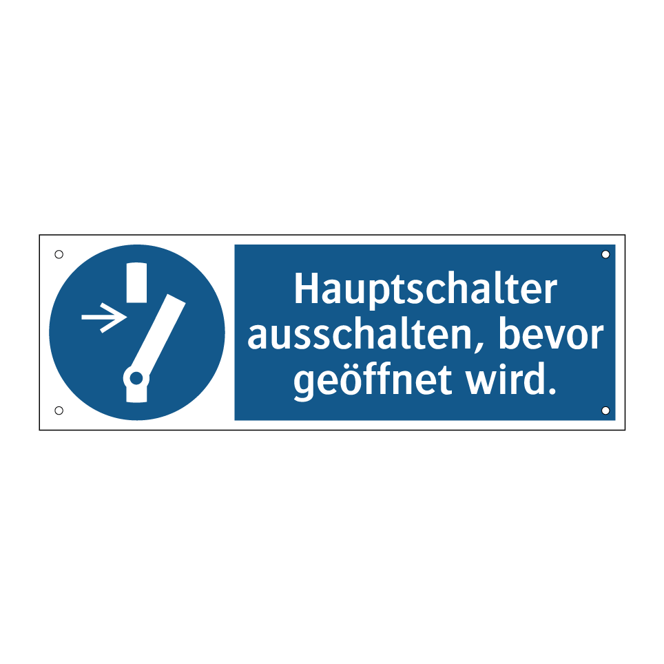 Hauptschalter ausschalten, bevor geöffnet wird.
