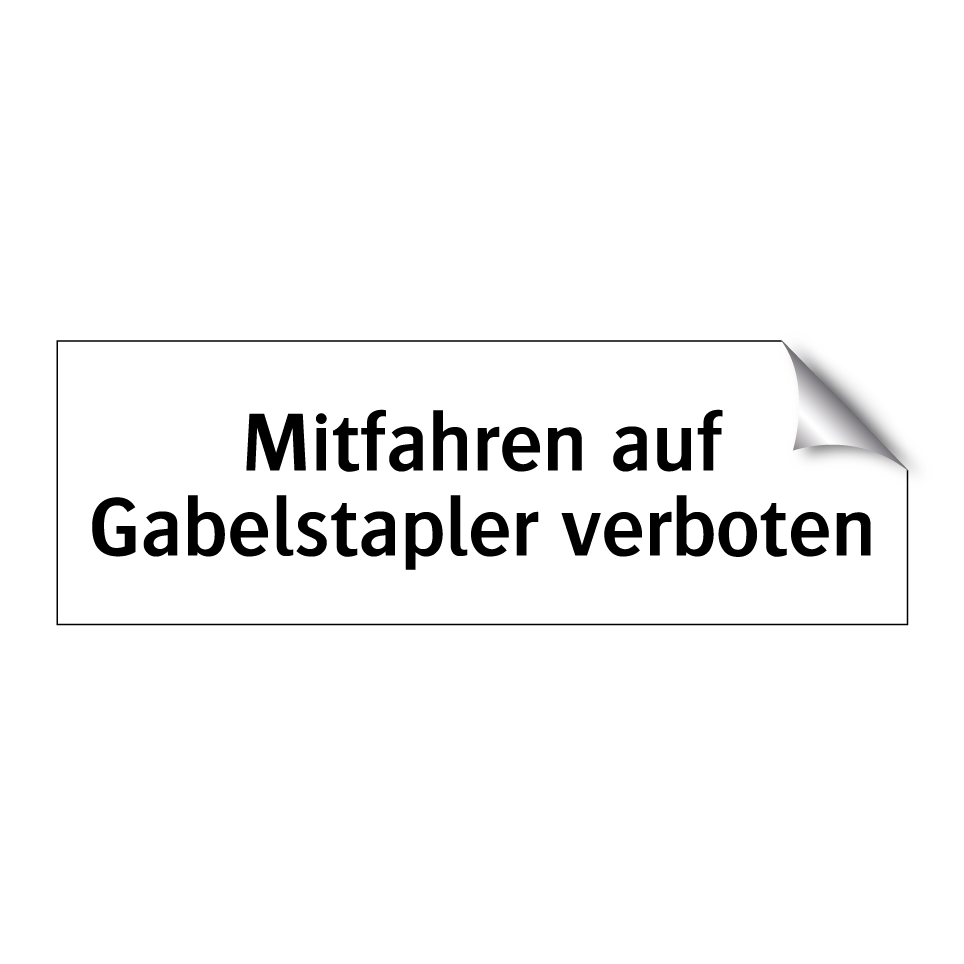 Mitfahren auf Gabelstapler verboten