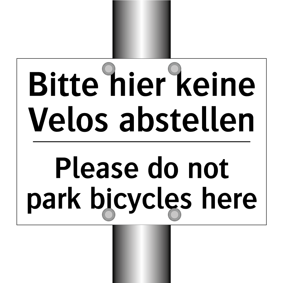 Bitte hier keine Velos abstellen/.../ - Please do not park bicycles here/.../