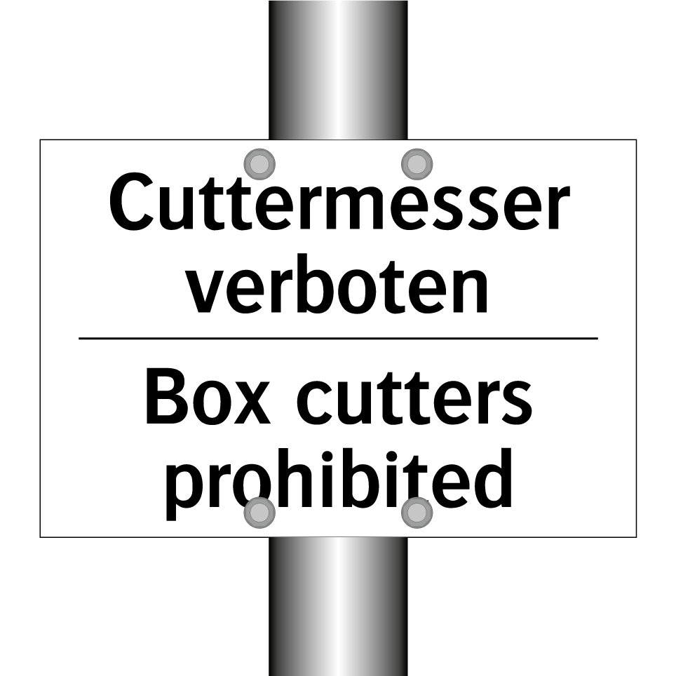 Cuttermesser verboten - Box cutters prohibited
