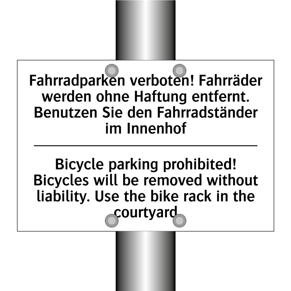 Fahrradparken verboten! Fahrräder /.../ - Bicycle parking prohibited! Bicycles /.../