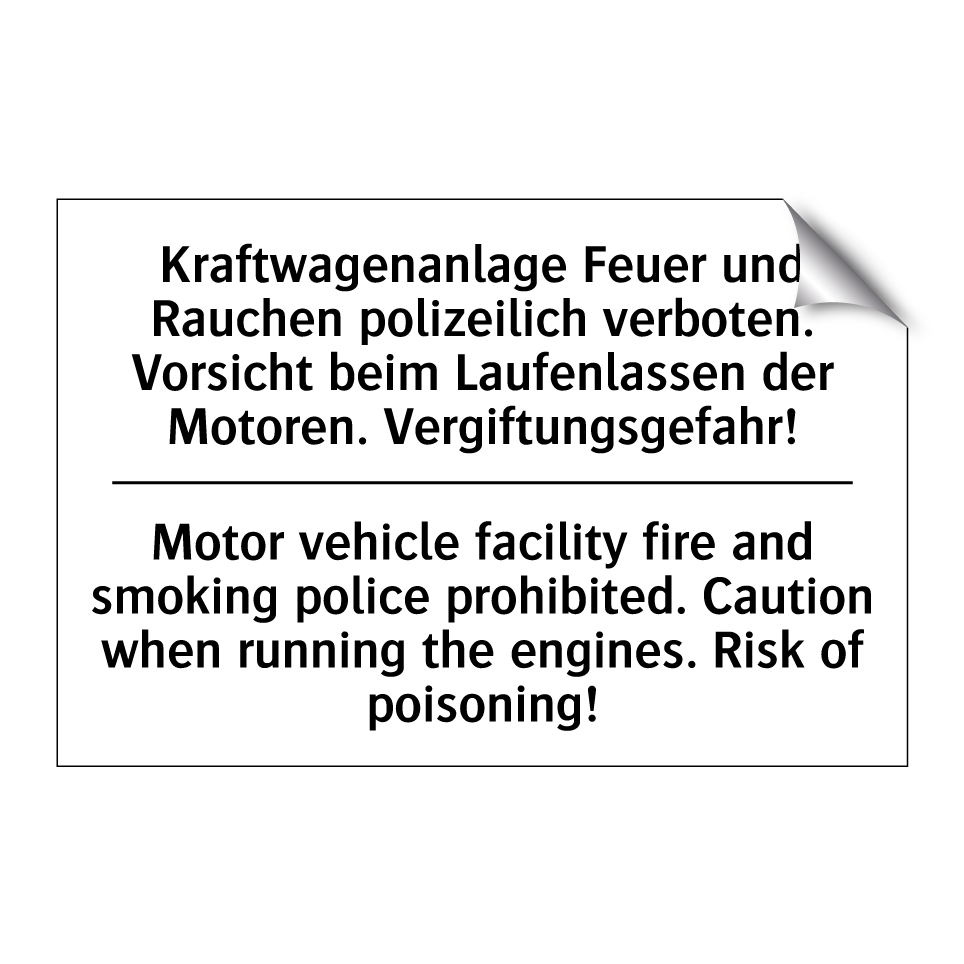 Kraftwagenanlage Feuer und Rauchen /.../ - Motor vehicle facility fire and /.../
