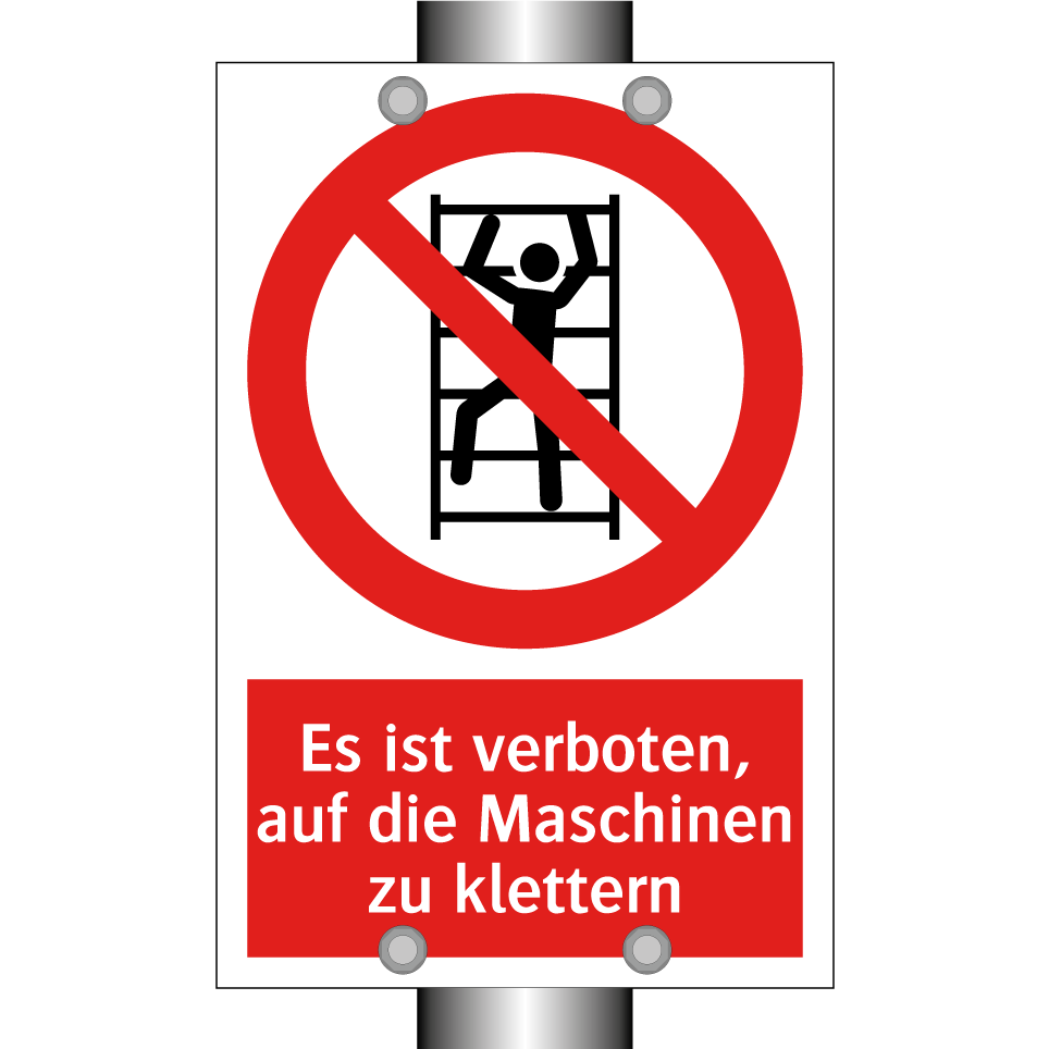 Es ist verboten, auf die Maschinen zu klettern