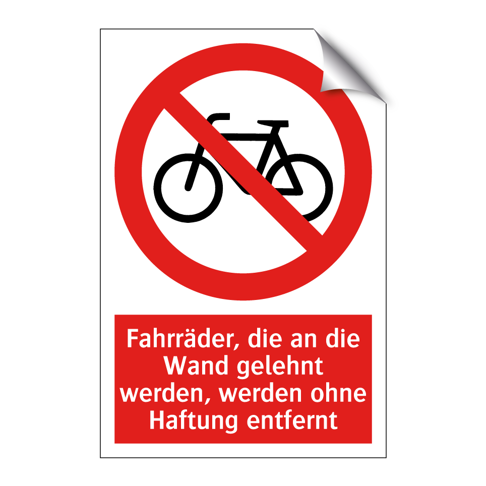 Fahrräder, die an die Wand gelehnt werden, werden ohne Haftung entfernt