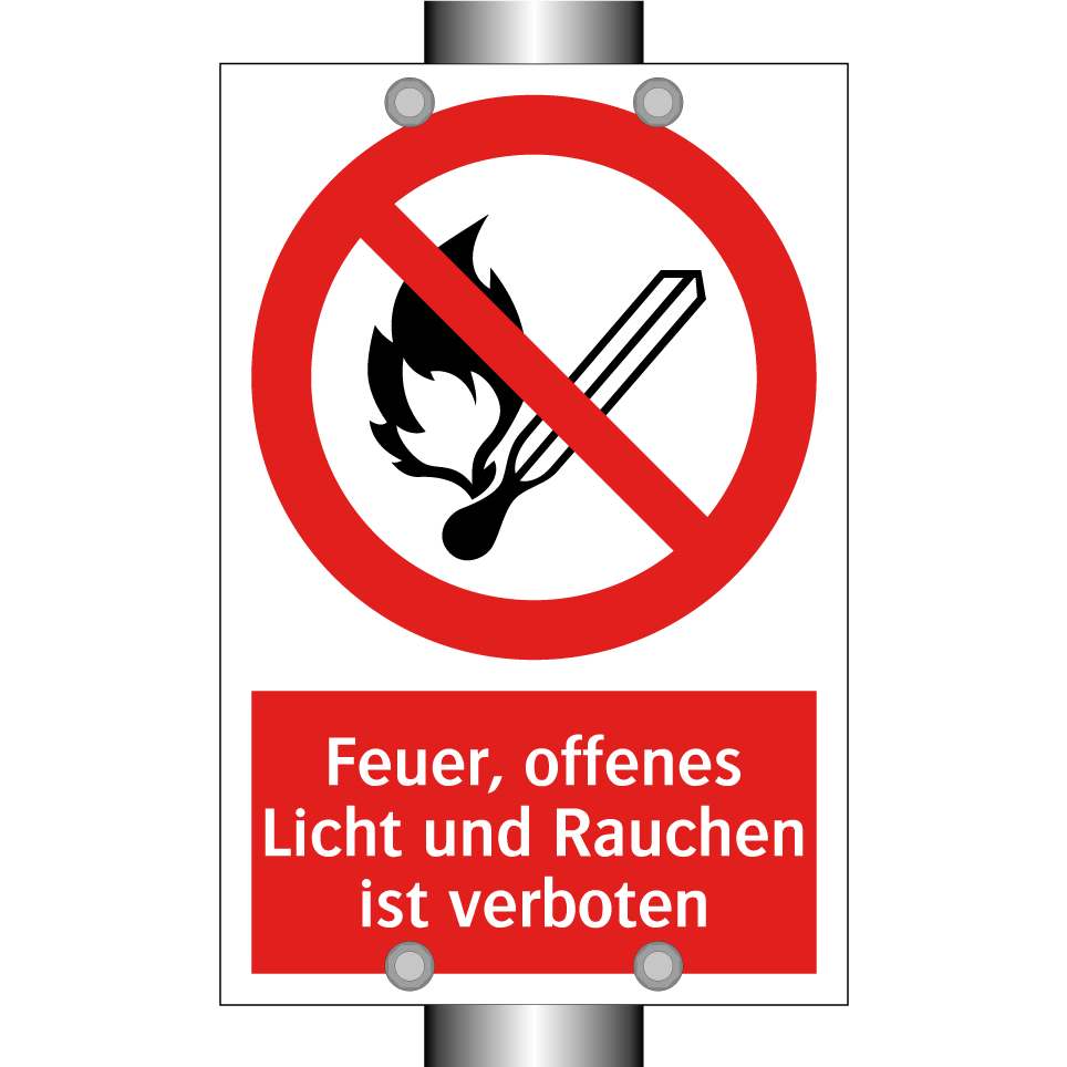 Feuer, offenes Licht und Rauchen ist verboten