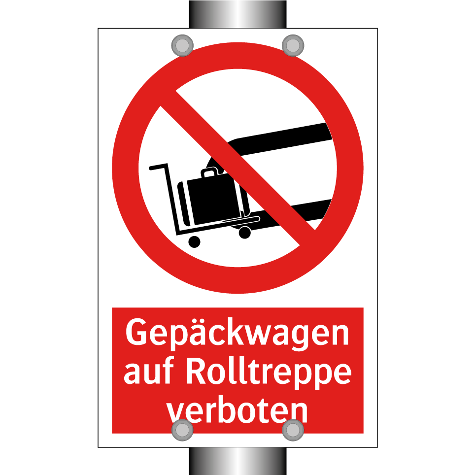 Gepäckwagen auf Rolltreppe verboten