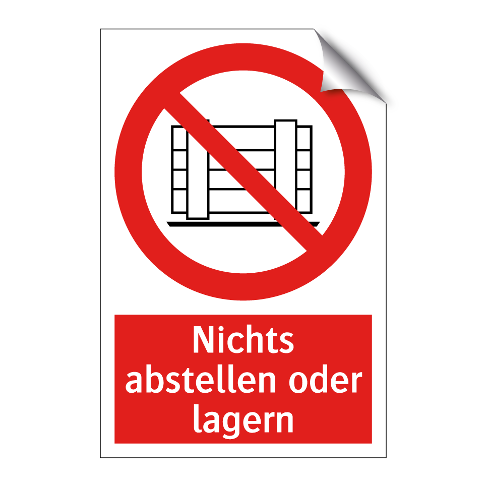 Nichts abstellen oder lagern